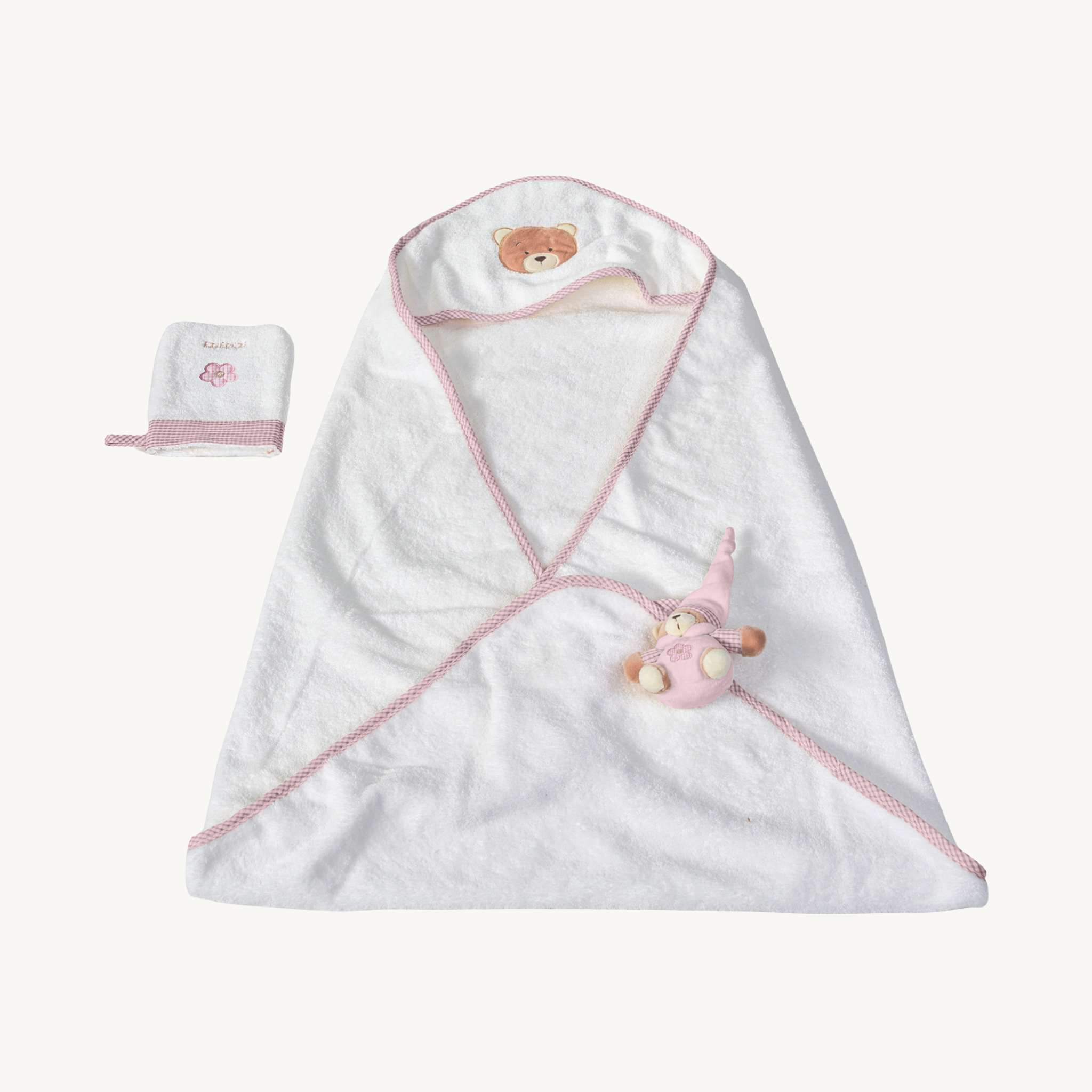 Bear Hooded Towel Set - Pink