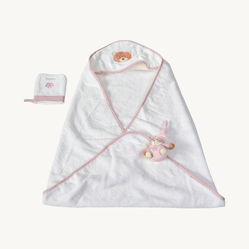 Bear Hooded Towel Set - Pink