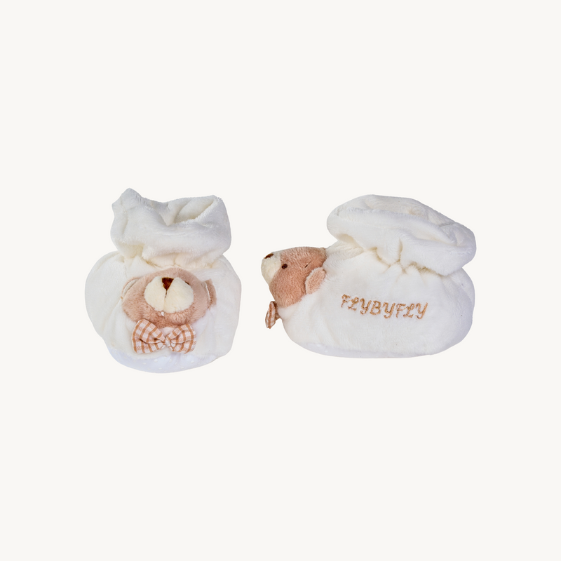 Bear Baby Velvet Shoes - Beige