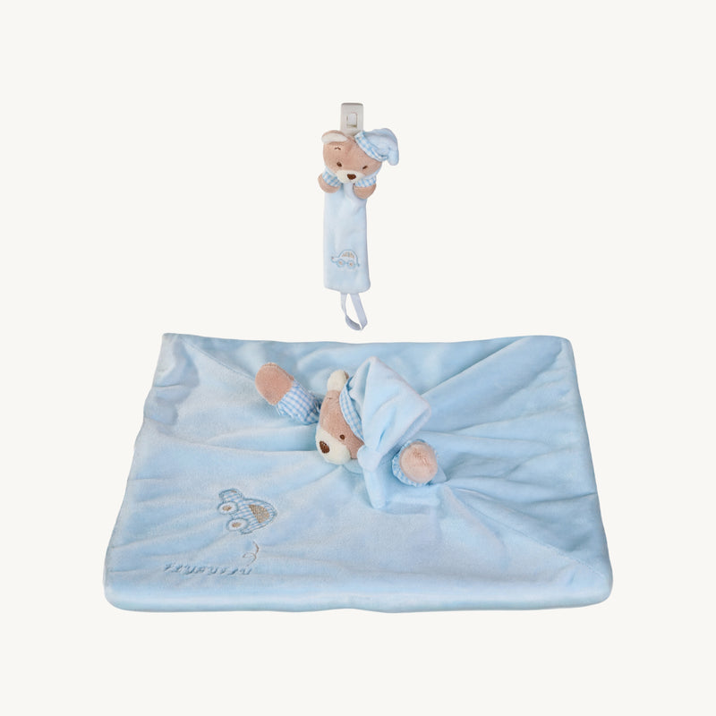 Bear & Pacifier Clip Set - Blue