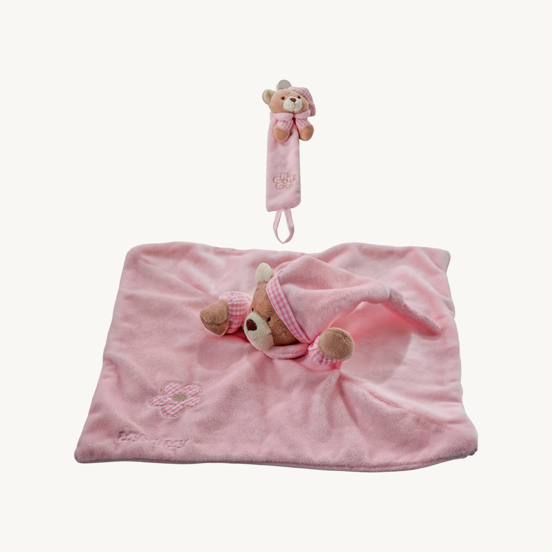 Bear & Pacifier Clip Set - Pink