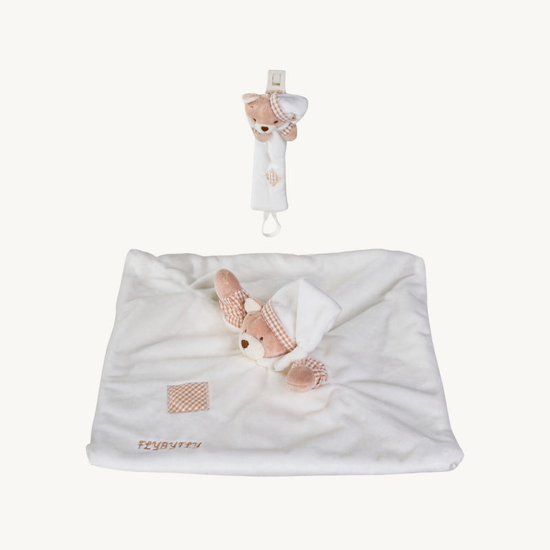 Bear & Pacifier Clip Set - Beige
