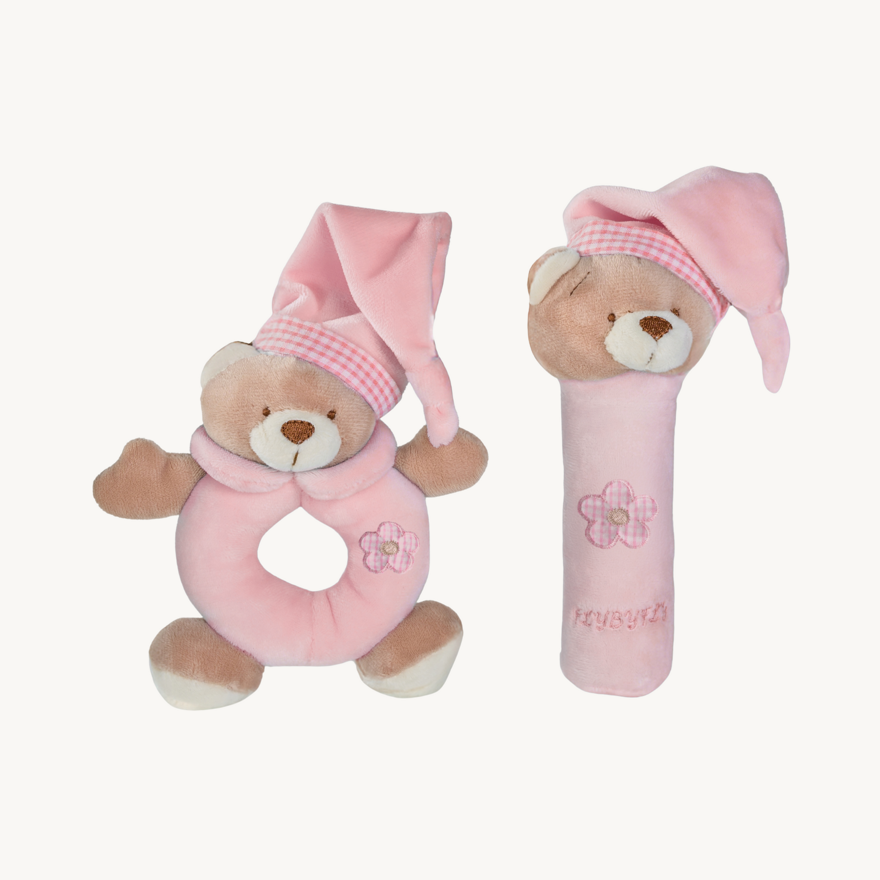 Bear Squeezy & Rattle Set - Pink