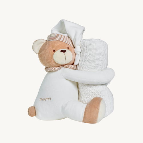 Bear & Knitted Baby Blanket Set