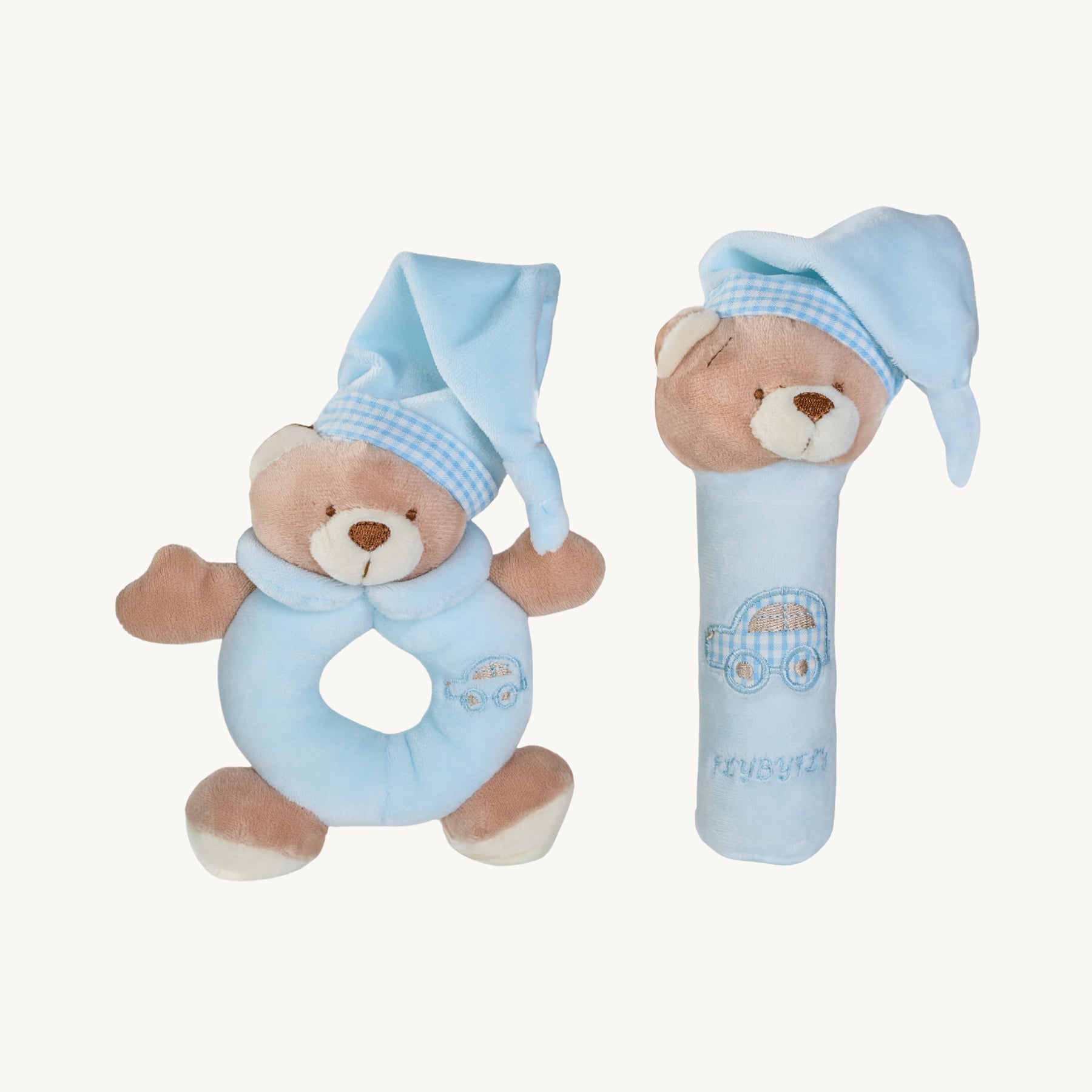 Bear Squeezy & Rattle Set - Blue
