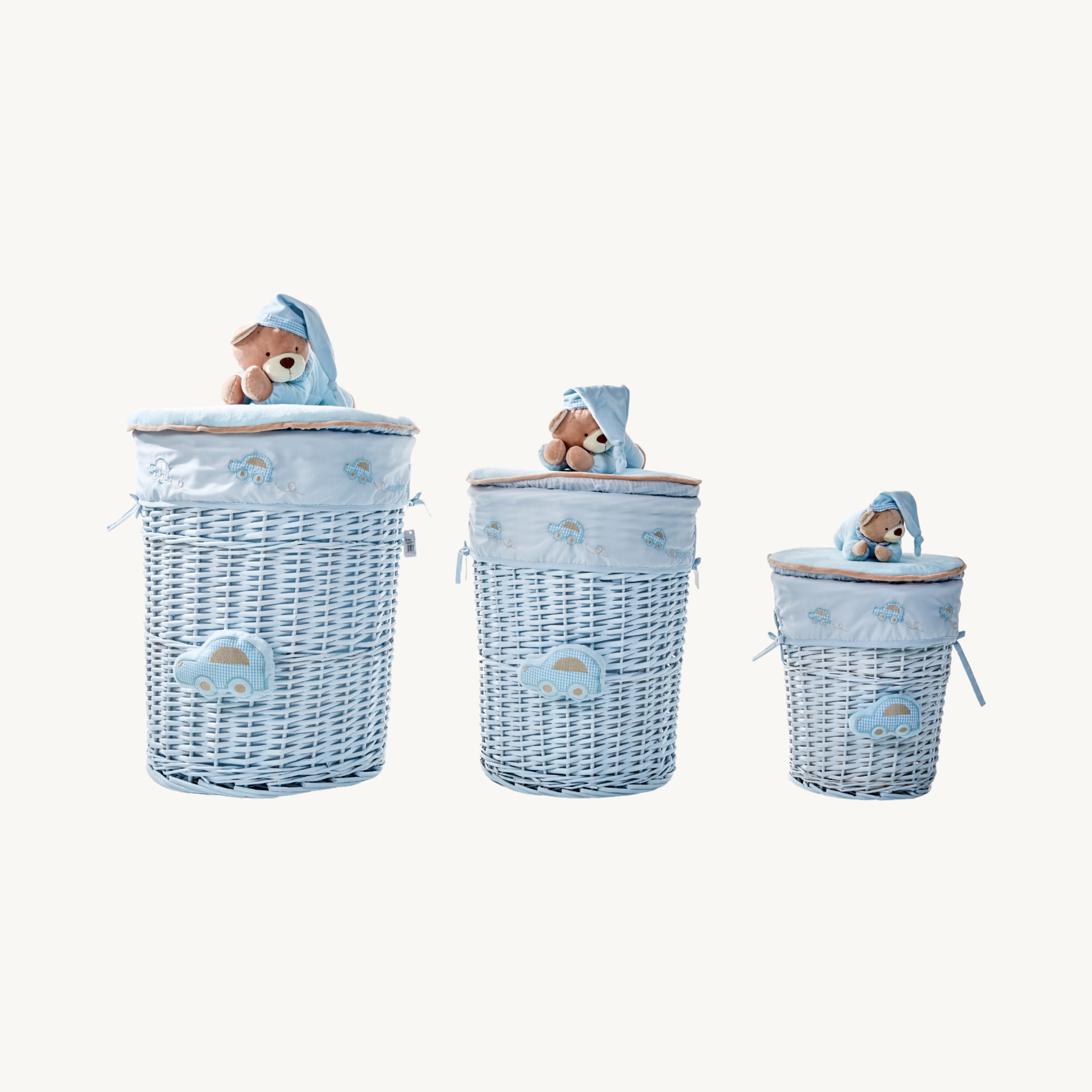 3 In 1 Cylindrical Laundry and Storage Basket Set - Blue